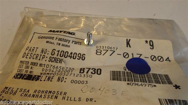 MAYTAG WHIRLPOOL AMANA REFRIGERATOR 61004096 Screw NEW IN BAG MAYTAG WHIRLPOOL AMANA REFRIGERATOR 61004096 Screw NEW IN BAG